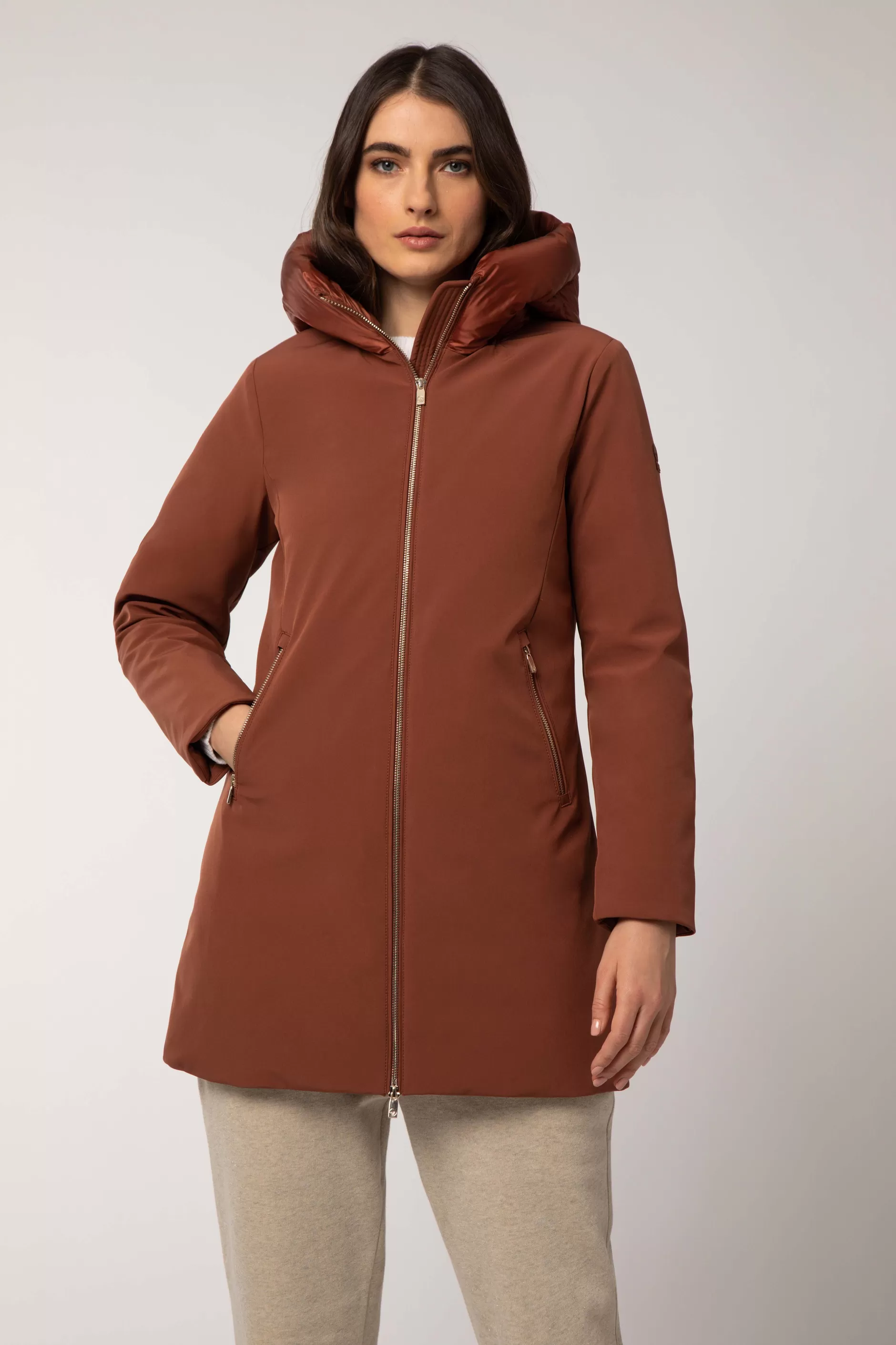 Mire 2.2-Giacca Lunga Color Mattone Con Cappuccio>Ciesse Piumini Best