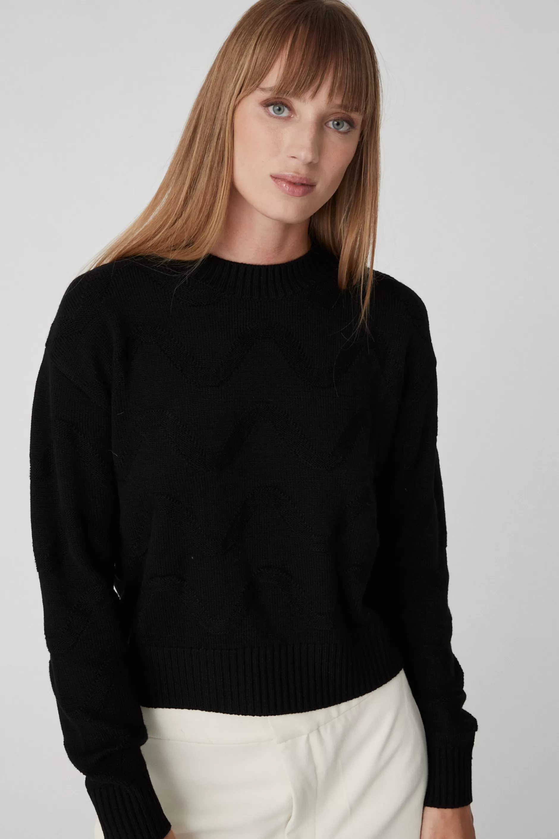 Oceania-Maglia Nera Girocollo Crop>Ciesse Piumini Best Sale