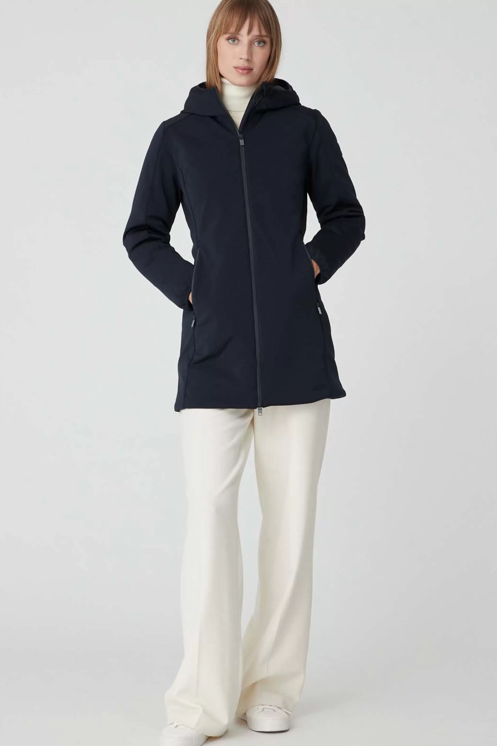 Ysabel-Cappotto Blu In Softshell Con Cappuccio>Ciesse Piumini Flash Sale