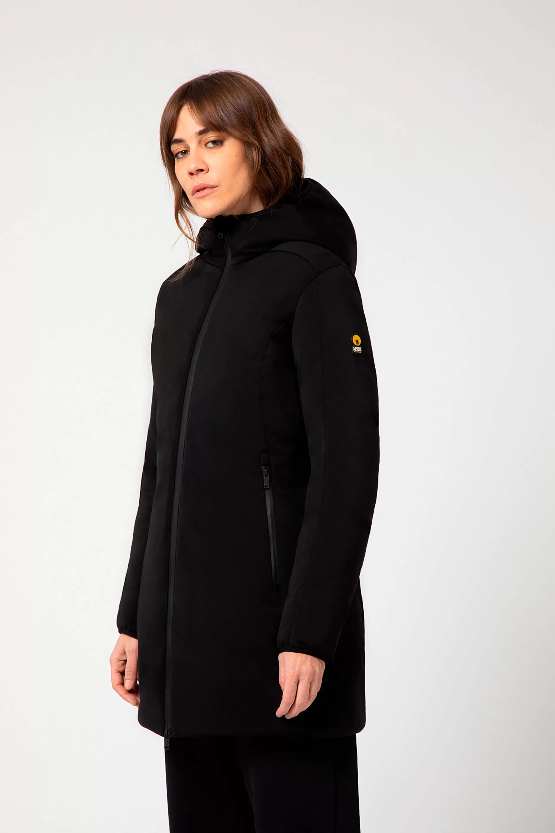 Ysabel-Cappotto Nero In Softshell Con Cappuccio>Ciesse Piumini Shop