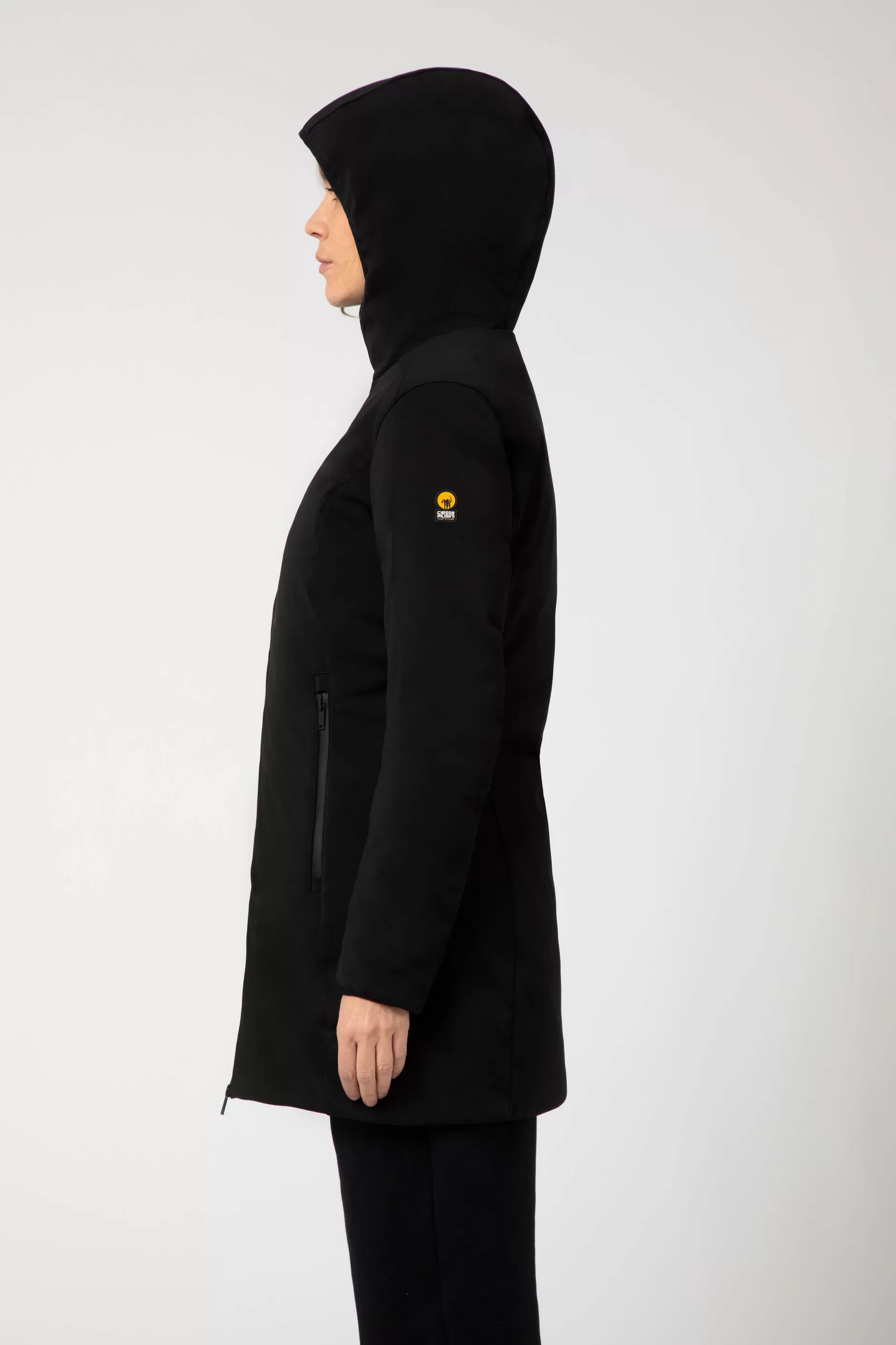 Ysabel-Cappotto Nero In Softshell Con Cappuccio>Ciesse Piumini Shop